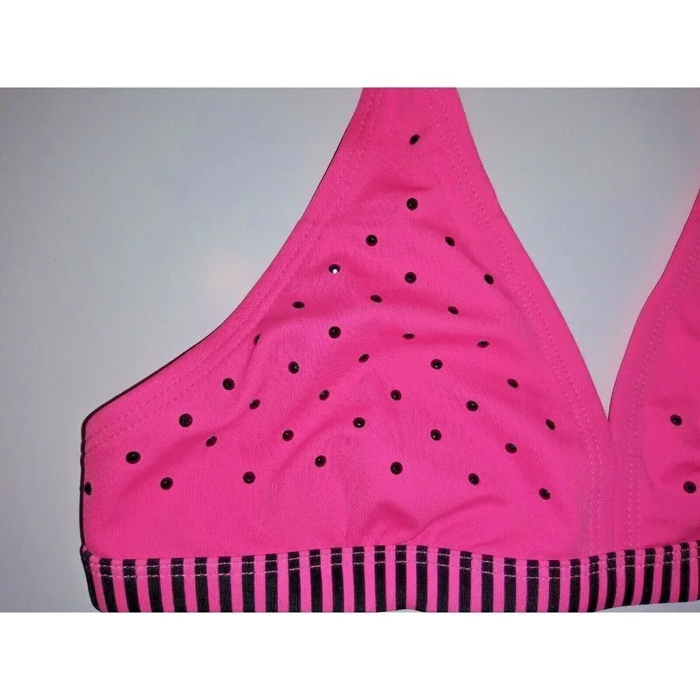 womens Girls Sz 12 Swimsuit bra Pink embellished bikini top JUSTICE juniors